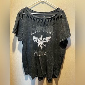 TORRID Marvels Captain Marvel Distressed Slash Tee